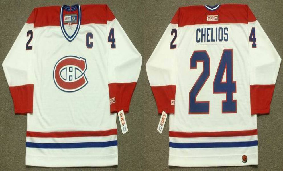 2019 Men Montreal Canadiens #24 Chelios White CCM NHL jerseys